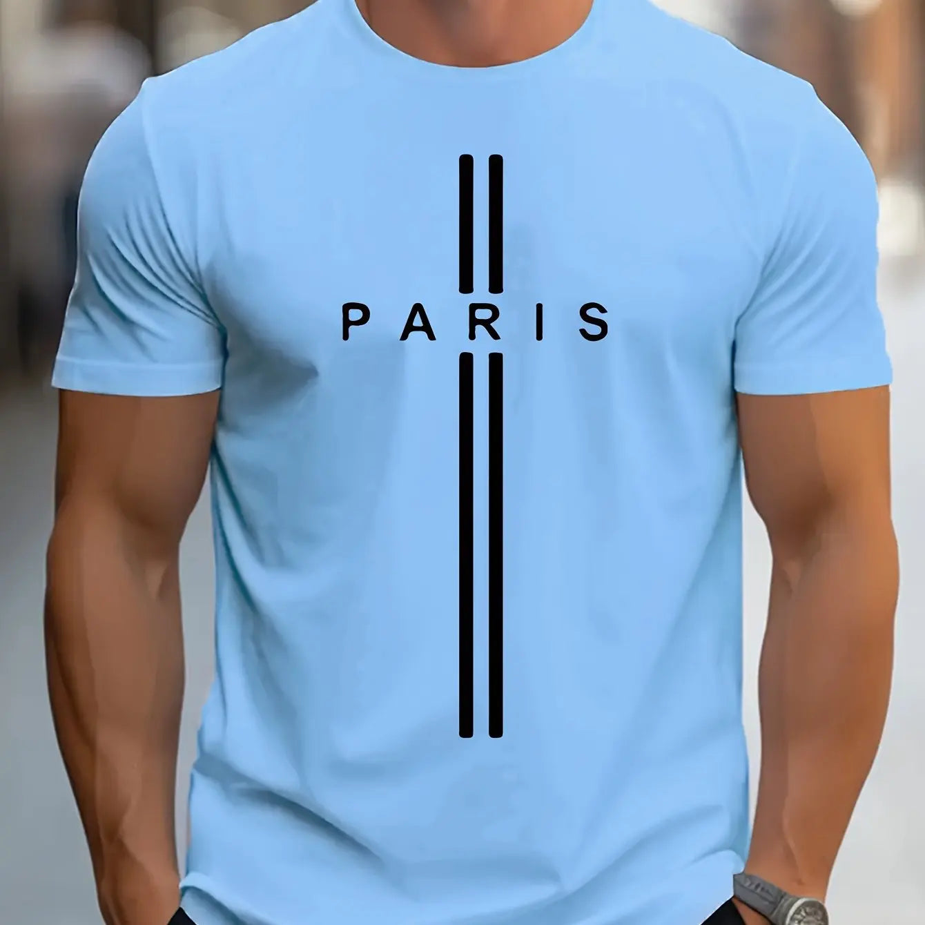 summer loose fitting oversized Paris print casual slim fit round neck short sleeved T-shirt top