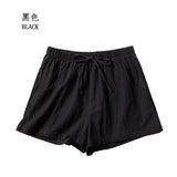 Cotton Linen Shorts Women's Sports Shorts Summer Solid High Waist Black Shorts Women Fashion Casual Basic Short Pants