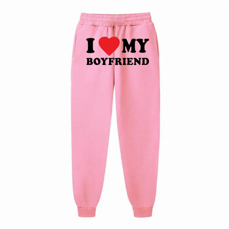 Women’S Fleece Lined Sweatpants Valentine'S Day Love My Boyfriend PrintPants Bottom Sweatpants Joggers Pants High Waisted Pants