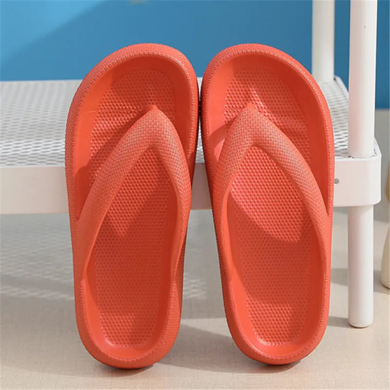 Rimocy Soft Sole EVA Women's Flip Flops Summer Beach Non-slip Cloud Slippers Women Thick Platform Clip Toe Bathroom Slides