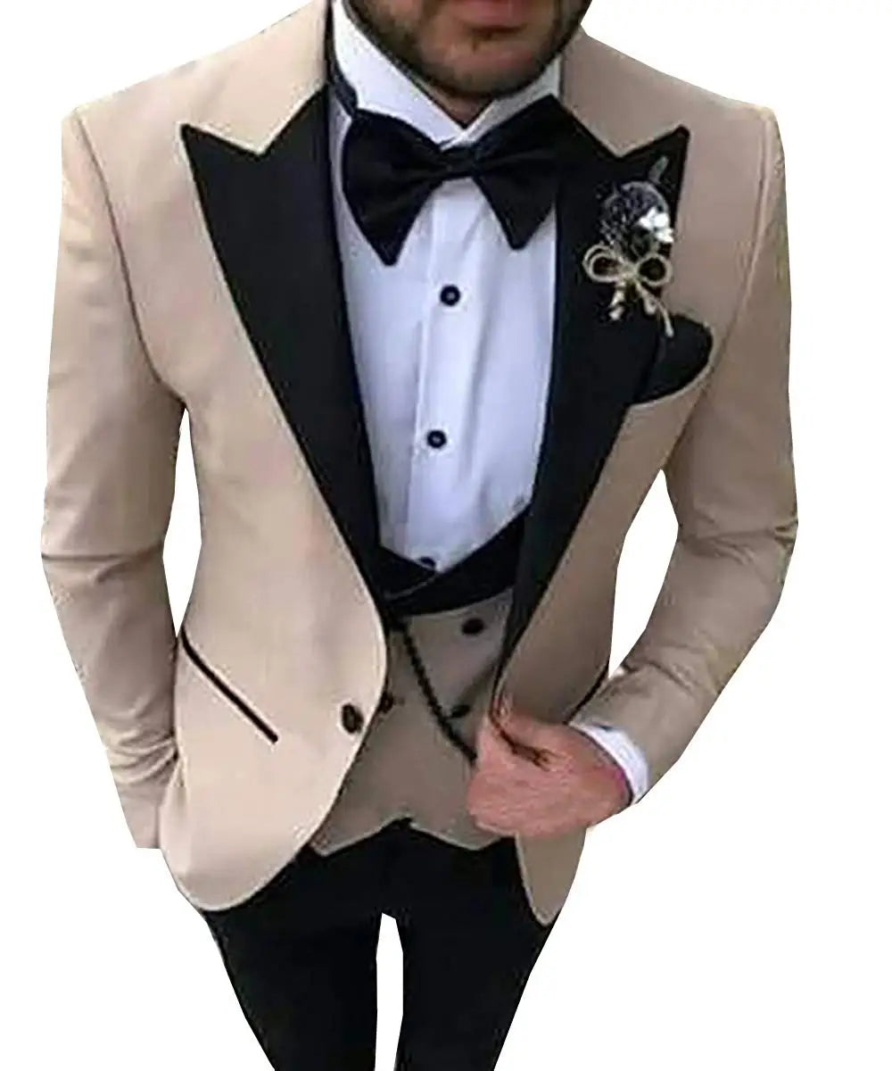 Men 3 Pieces Suits For Men Custom Made Groom Groomsmen Tuxedos Wedding Men Suit Terno Masculino(Jacket+Pant+Vest)