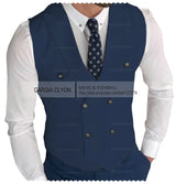 Men's Classic Double Breasted Suit Vest White Notch Lapel Waistcoat for Groomsmen for Wedding