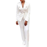 2Pcs/Set Blazer Trousers Suit Fashionable Warm High Waist for Holiday Suit Jacket Pants Set Office Blazer Pants Set