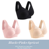 3Pcs Women Sport Bras Plus Size Seamless Lace Bra Bralette Backless Lady Brassiere Vest Female Gathers Shock-Proof Wireless Top