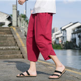 Cotton and Linen Capri Pants Men's Summer Thin Linen Pants Casual Beach Pants Men's Pants Shorts