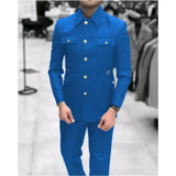 Men's Stand Collar Chinese Style Elegant Suits For Men Slim Fit Formal Groom Tuxedos Prom2 Pcs Classic Male Blazer Costume Homme