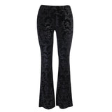 Y2K Gothic Black Lace Mesh Flared Pants Sexy Harajuku Aesthetic See Through Long Trousers Vintage Women Summer Pants Streetwear