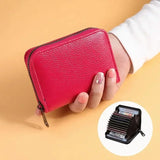 Multi Slot Card Holder Vintage Small Wallet Women Men Business Bank Credit Card Bag Male Coin Pouch Solid Leather Zipper Wallet