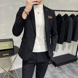 Men's Suit Jacket Vest Pants Fashion Boutique Plaid Casual Business Male Groom Wedding Tuxedo Dress 3 Pieces Set Blazers Coat