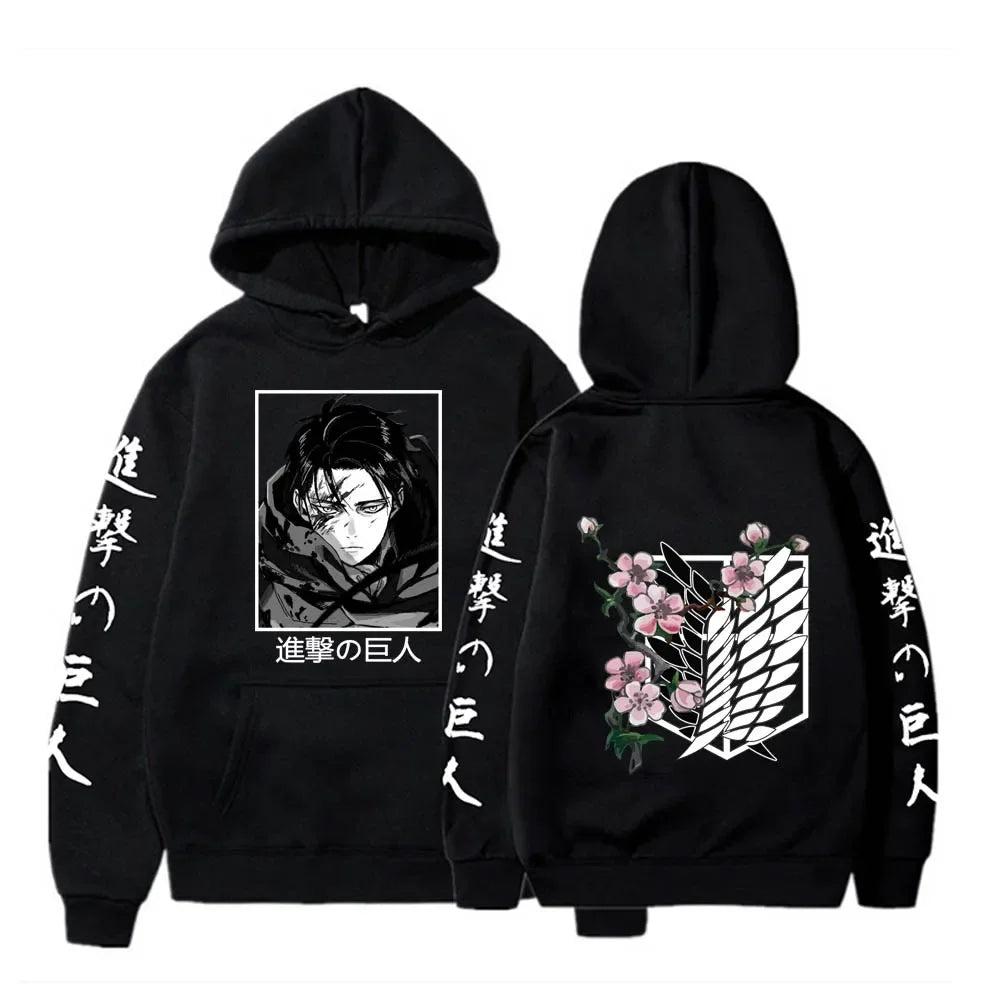 Hot Anime Attack On Titan Plus Size Hoodie Levi Graphic Hooded Women Clothes Autumn Warm Sweatshirt Harajuku Streetwear Tops