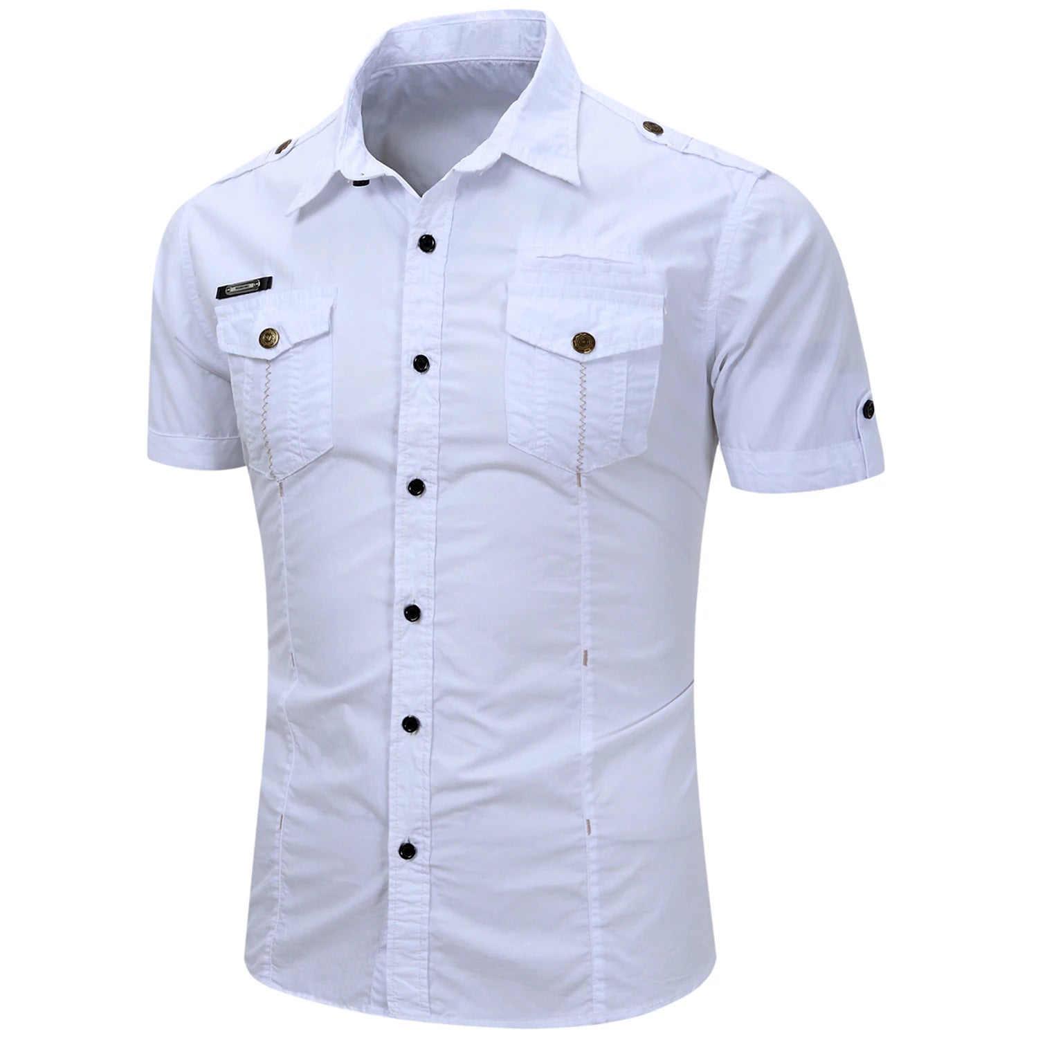 New Fashion Men's Safari Shirt Short Sleeve Summer Casual Tactical 100% Cotton Cargo Outdoor Pocket Work Shirts for Men