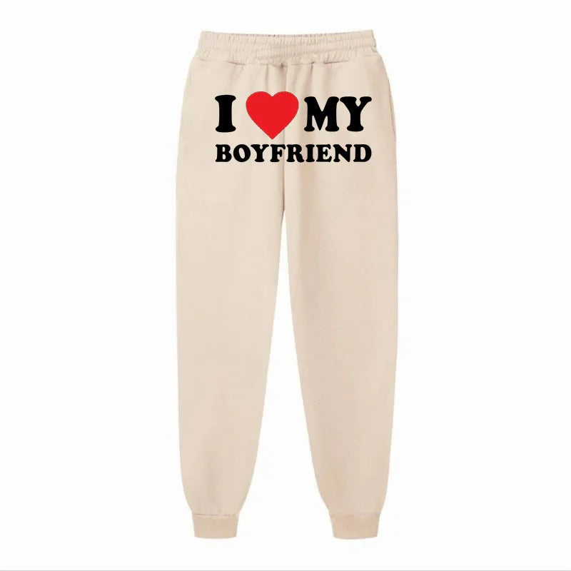 Women’S Fleece Lined Sweatpants Valentine'S Day Love My Boyfriend PrintPants Bottom Sweatpants Joggers Pants High Waisted Pants