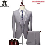 ( Jacket+Vest+Pants ) Formal Business Office Men's Suits Groom Wedding Dress Party Dress Solid colour Suit