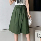 Women High Waist Irregular Knee Length Skirt Pants Office Lady's All-Match Loose Oversize Button Pockets Wide Leg Pants Elegant