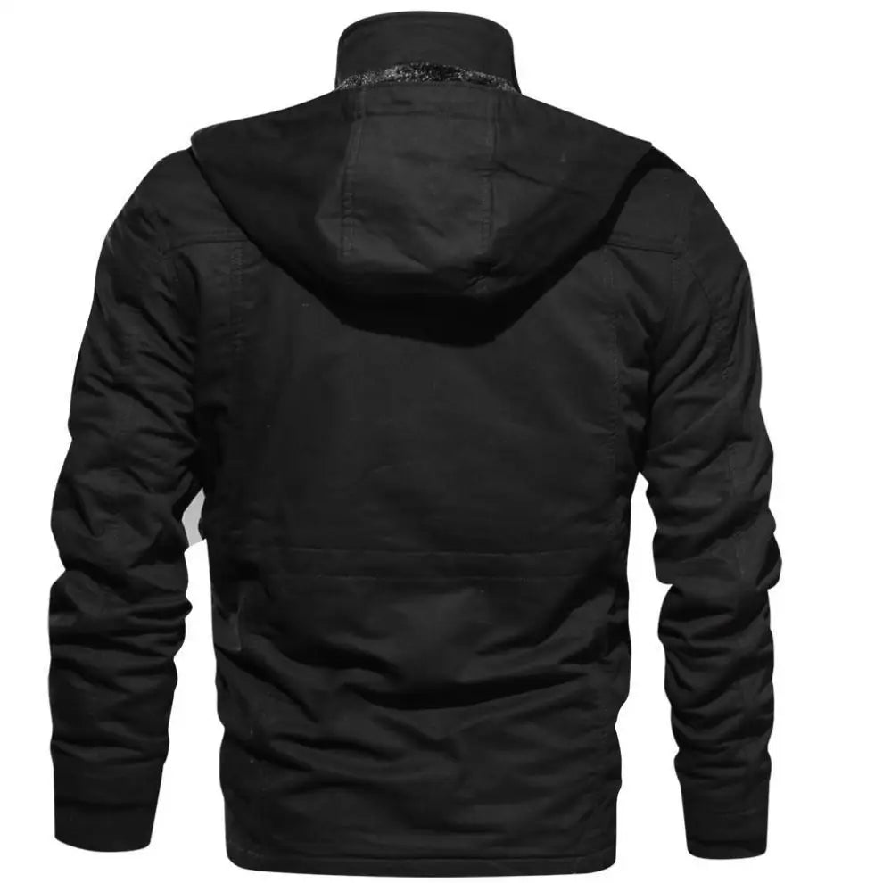 New men's Fall/Winter detachable hooded and fleece thickened cotton coat Fashion mid-length jacket