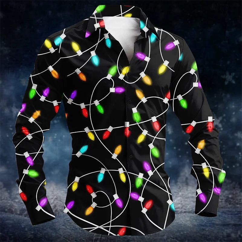 Men's Royal Lion HD Pattern Christmas Shirt Formal Party Shirt High-Quality Fabric Blue Purple Green Red Outdoor Street