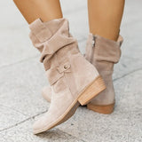 Winter New Women's Boots Large Low Heel 40-43 Suede  Ankle Boots for Women Brown Long Boots