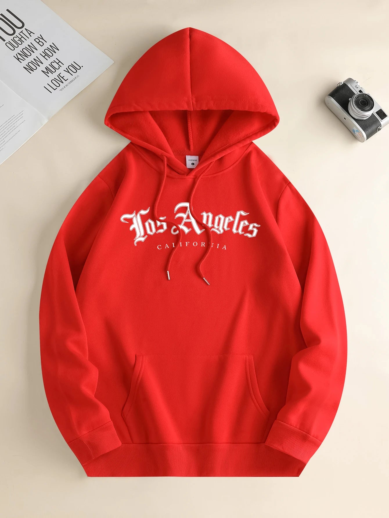 Men's new fashion hoodie, casual daily drawstring hooded sweatshirt lettering, front kangaroo pocket, men's jacket