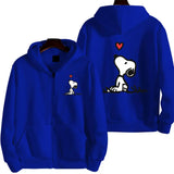 Snoopy White Women Zip Up Hoodie Jacket Spring Autumn 2024 Casual Men Sweatshirt Cartoon Anime Couple Oversized Clothes Coats