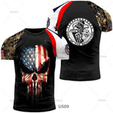 USA Army US Veteran T Shirt for Men Clothing Combat Military Camouflage T-Shirt 3D Skull Printed Short Sleeve Olive Beige Tshirt