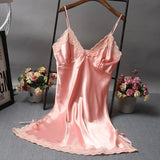 Sexy Lace Patchwork Camisola Lingerie Nighty Wedding Silk Dress Sleep Wear Nightdress Clothes Women's Nightgowns Sexy Nightwear