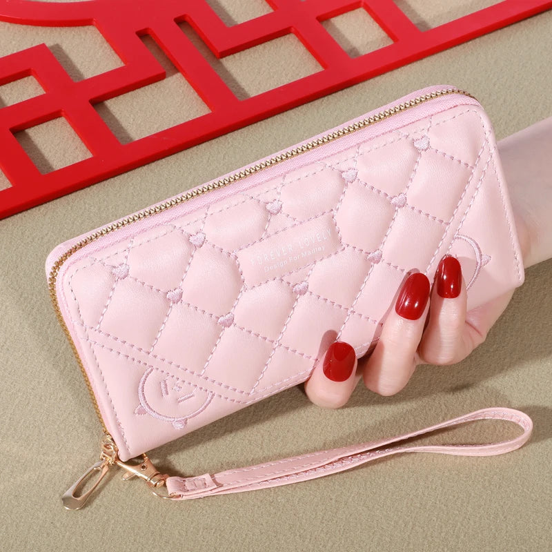 New Wallet Women's European and American Card Bag Zipper Handbag Embroidered Mobile Phone Bag