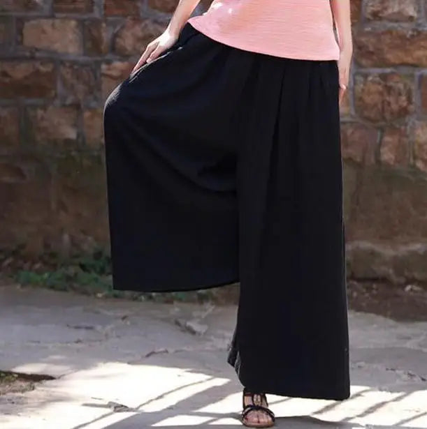 Spring Fashion cotton Wide Leg Pants plus size Female Loose Casual cotton linen Pants Trouser Autunm vintage long pants