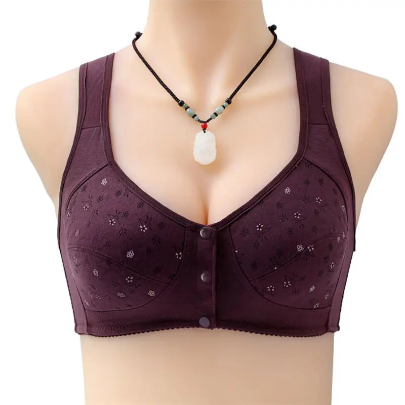 Plus Size Bra Front Buckle Underwear Women All-match Solid Color Beautiful Back Comfortable Gathered Breasts Breathable Bras