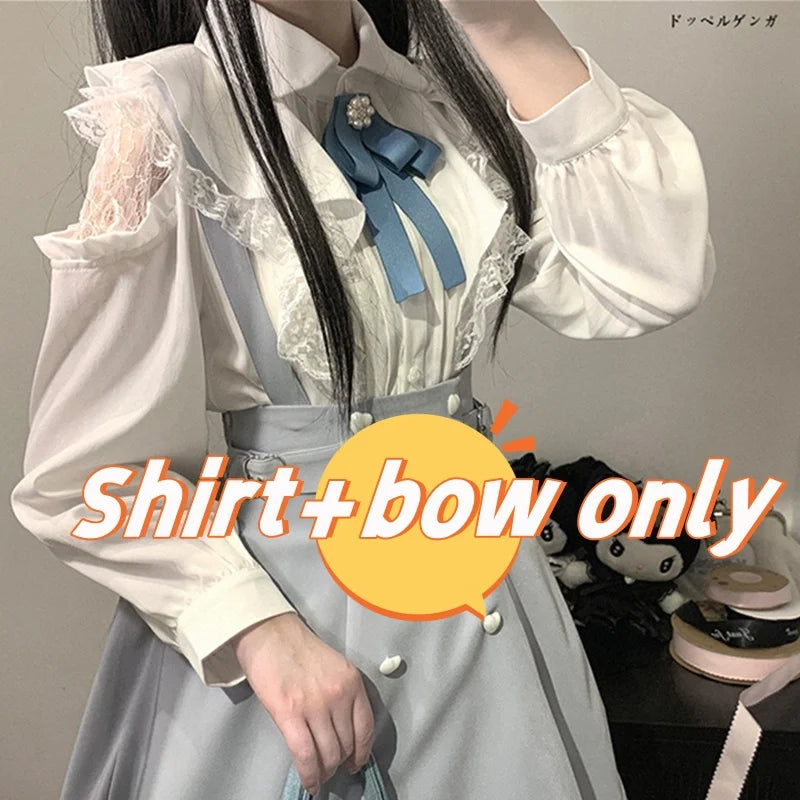 Kawaii Women Shirts Lolita Y2K Cute Japanese Style Blouse Elegant Long Sleeve Sweet Tops Casual Office Ladies Aesthetic Shirt