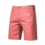 New Summer 100% Cotton Solid Shorts Men High-Quality Casual Business Social Elastic Waist Men Shorts 10 Colors Beach Shorts