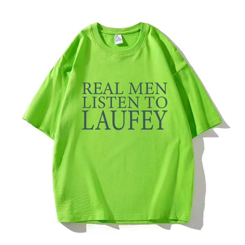 Real Men Listen To Laufey T Shirts Female Male Oversized Clothes Fashion Woman High Quality Pure Cotton Tees Tops Short Sleeve