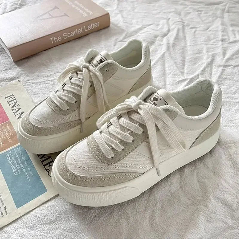 Thick-soled canvas shoes for women spring and autumn new niche original retro all-match sneakers Hong Kong style