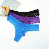 3PC Free Shipping Ladies Thong Sexy Low Waist Lace Panties Transparent G-string Underwear Hot Girl Erotic Panty