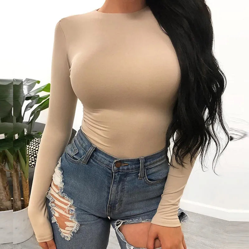 Sexy Y2k Women cotton Bodysuits Long Sleeve Bodysuit O Neck Spring Winter Body Top Sexy Streetwear clothes suit Clothing