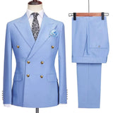 Fashion New Men's Leisure Boutique Business Banquet Solid Color Wedding Double Breasted Slim Fit Suit Blazers Jacket Pants