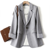 2023 Fashion Business Solid Blazer Women's Work Office Women's Long Sleeve Spring Casual Blazer New Women's Coat Jacket Korean