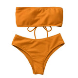 Bathing Suit Two-piece Set Summer Swimwear Bra Briefs Bikini Set with Chest Pad Wire-Free Women Beach Suit Women Clothes