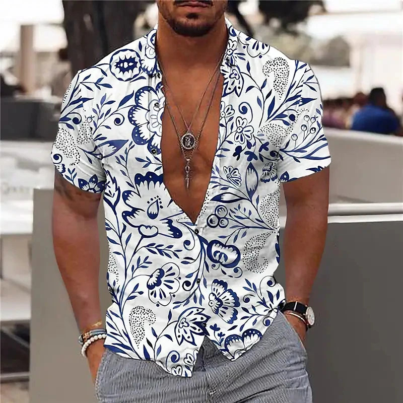 Coconut Tree Shirts For Men 3d Printed Men's Hawaiian Shirt Beach 5xl Short Sleeve Fashion Tops Tee Shirt Man Blouse Camisa