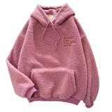 Autumn Winter Coat Pink Sweet Hooded Sorry Print Harajuku Loose Pocket Hoodies Womens Fleece Flannel Pullover Female Sweatshirt