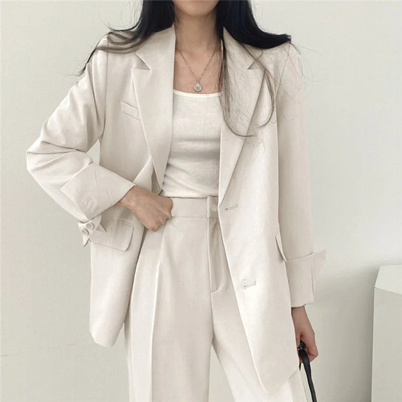 Fall Fashion Long Sleeve Blazer Mujer Pant Sets Blazers Women 2024 Casual Womens 2 Piece Outfit Set Suits Outwear