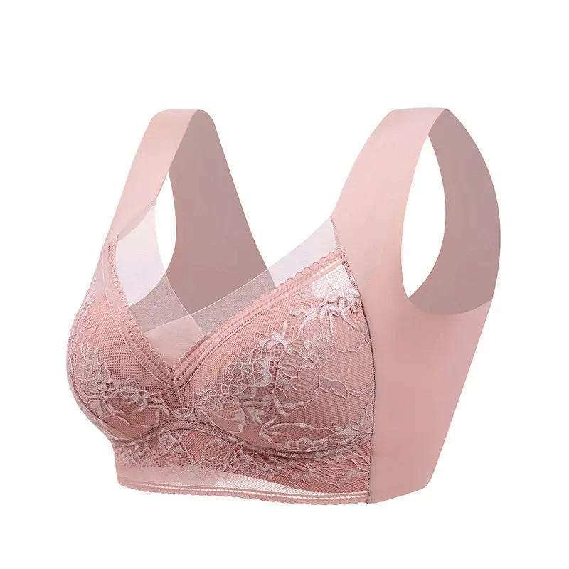 L-6L Women Large Bra Push Up Ice Silk Seamless upper Bralette Lace Wireless Summer Bras Plus Size Top Lingerie Underwear 15019