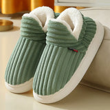 Fashion Couple Winter Warm Plush Slippers Thick Sole Non Slip Casual Cotton Shoes Woman Corduroy Soft Indoor Home Slippers