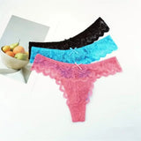 3PC Free Shipping Ladies Thong Sexy Low Waist Lace Panties Transparent G-string Underwear Hot Girl Erotic Panty