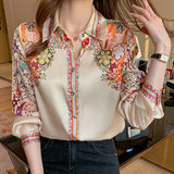 Autumn Long Sleeve Shirts Casual Tops Spring Fashion Women Floral Print Blouse Tops Ladies Shirts Clothes Blusa Elegant