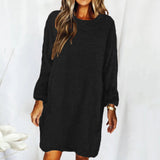 Autumn Winter Loose Long Sleeved Plush Dress