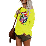 New casual sexy personality skull long-sleeved top