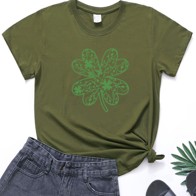 Women's New St. Patrick's Day Shamrock Short Sleeve T-Shirt