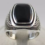 Women's Vintage Pattern Black Face Ring