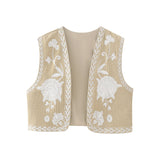 New Ladies Fashion Embroidered Cardigan Vest