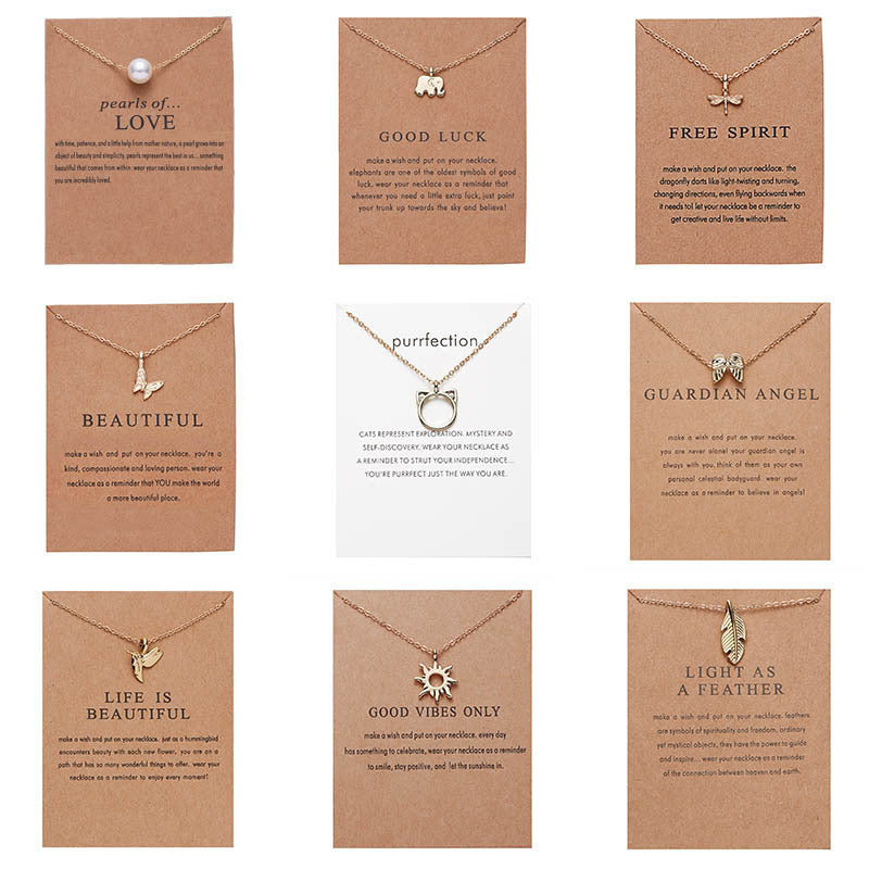 Paper Card Animal Necklace Series Pearl Balance Beam Hummingbird Necklace For Women